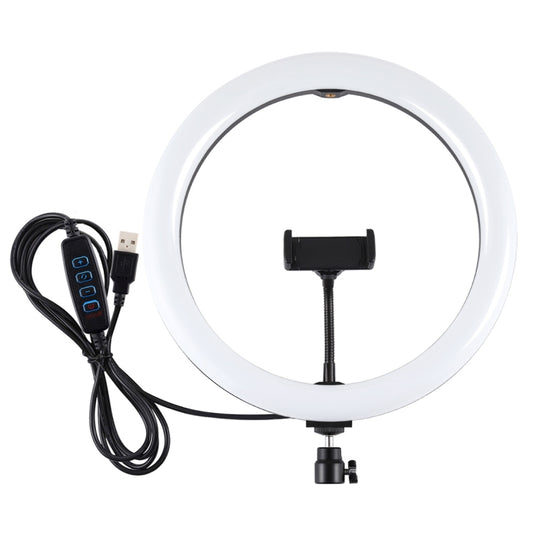PULUZ 11.8 inch 30cm USB 3 Modes Dimmable Dual Color Temperature LED Curved Diffuse Light Ring Vlogging Selfie Photography Video Lights with Phone Clamp(Black) by PULUZ