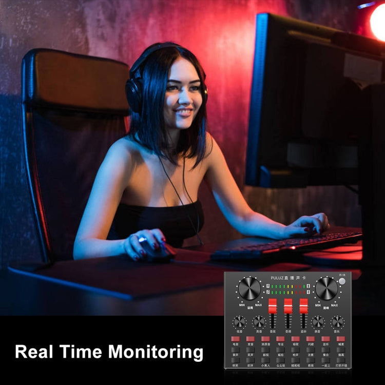 PULUZ Live Broadcasting Sound Card Bluetooth Karaoke Singing Recording Sound Mixer for Mobile Phone / Computer / Laptop / Tablet PC, Chinese Version(Black) by PULUZ