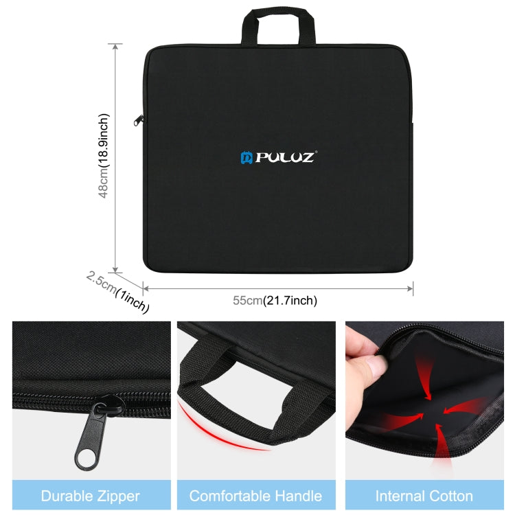 PULUZ 46cm Ring LED Lights Portable Zipper Storage Bag Carry Handbags, Size: 48cm x 55cm(Black) - Strap Satchel by PULUZ | Online Shopping UK | buy2fix