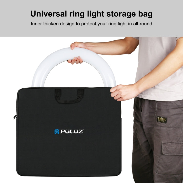 PULUZ 46cm Ring LED Lights Portable Zipper Storage Bag Carry Handbags, Size: 48cm x 55cm(Black) - Strap Satchel by PULUZ | Online Shopping UK | buy2fix