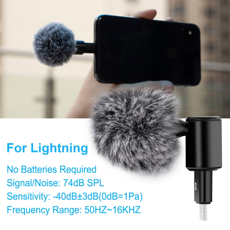 PULUZ 8PIN Jack Mobile Phone Omnidirectional Condenser Adjustable Microphone(Black) - Microphone by PULUZ | Online Shopping UK | buy2fix