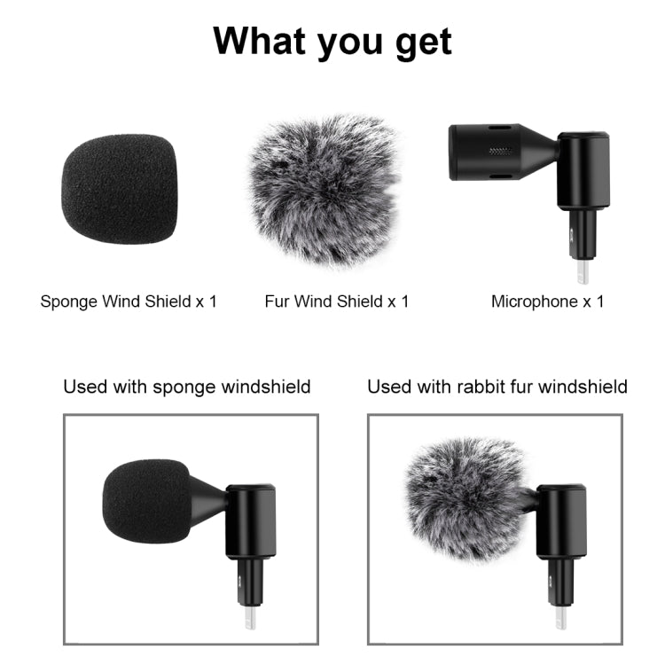 PULUZ 8PIN Jack Mobile Phone Omnidirectional Condenser Adjustable Microphone(Black) - Microphone by PULUZ | Online Shopping UK | buy2fix