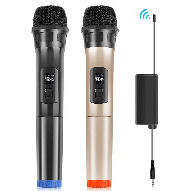 PULUZ 1 To 2 UHF Wireless Dynamic Microphones with LED Display, 3.5mm Transmitter - Microphone by PULUZ | Online Shopping UK | buy2fix