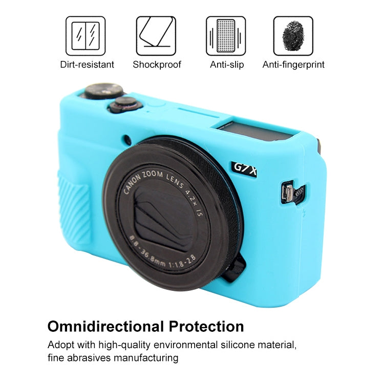 PULUZ Soft Silicone Protective Case for Canon EOS G7 X Mark II(Blue) - Protective Case by PULUZ | Online Shopping UK | buy2fix