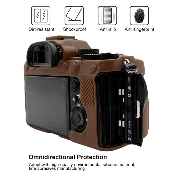 PULUZ Soft Silicone Protective Case for Sony ILCE-9M2/ Alpha 9 II / A92(Coffee) - Protective Case by PULUZ | Online Shopping UK | buy2fix