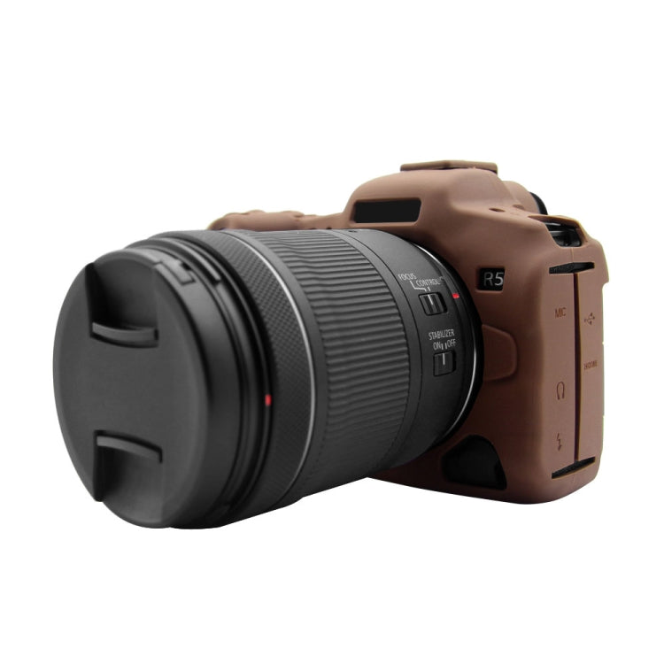 PULUZ Soft Silicone Protective Case for Canon EOS R5(Coffee) - Protective Case by PULUZ | Online Shopping UK | buy2fix