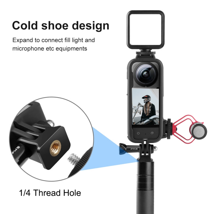 For Insta360 X3 PULUZ Cold Shoe PC Plastic Protective Frame with Adapter Mount & Screw(Black) - Mount & Holder by PULUZ | Online Shopping UK | buy2fix