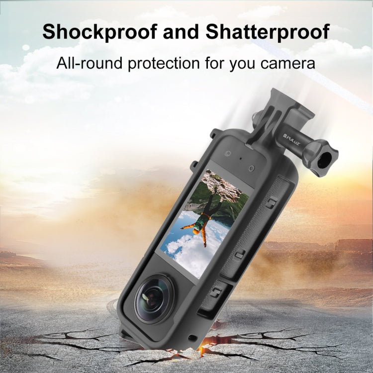 For Insta360 X3 PULUZ Cold Shoe PC Plastic Protective Frame with Adapter Mount & Screw(Black) - Mount & Holder by PULUZ | Online Shopping UK | buy2fix