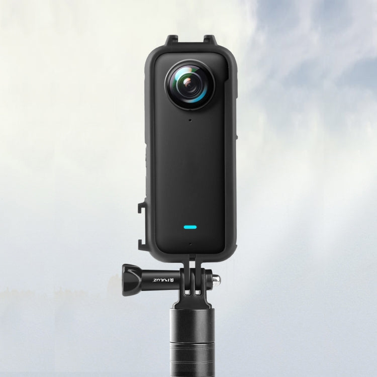 For Insta360 X3 PULUZ Cold Shoe PC Plastic Protective Frame with Adapter Mount & Screw(Black) - Mount & Holder by PULUZ | Online Shopping UK | buy2fix
