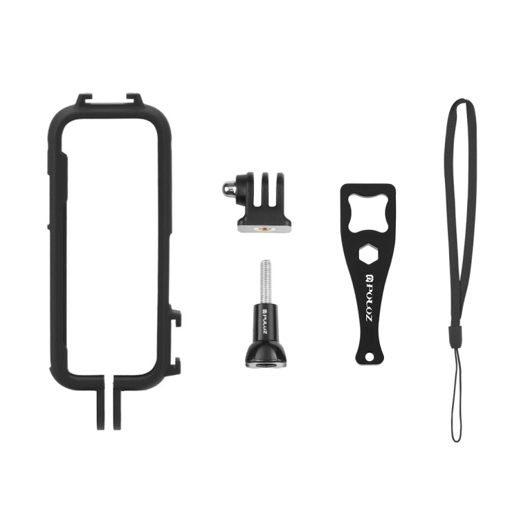 For Insta360 X3 PULUZ Cold Shoe PC Plastic Protective Frame with Adapter Mount & Screw(Black) - Mount & Holder by PULUZ | Online Shopping UK | buy2fix