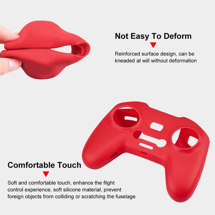 For DJI FPV Combo Remote Control PULUZ Silicone Protective Case with Neck Strap(Red) - Cases & Bags by PULUZ | Online Shopping UK | buy2fix
