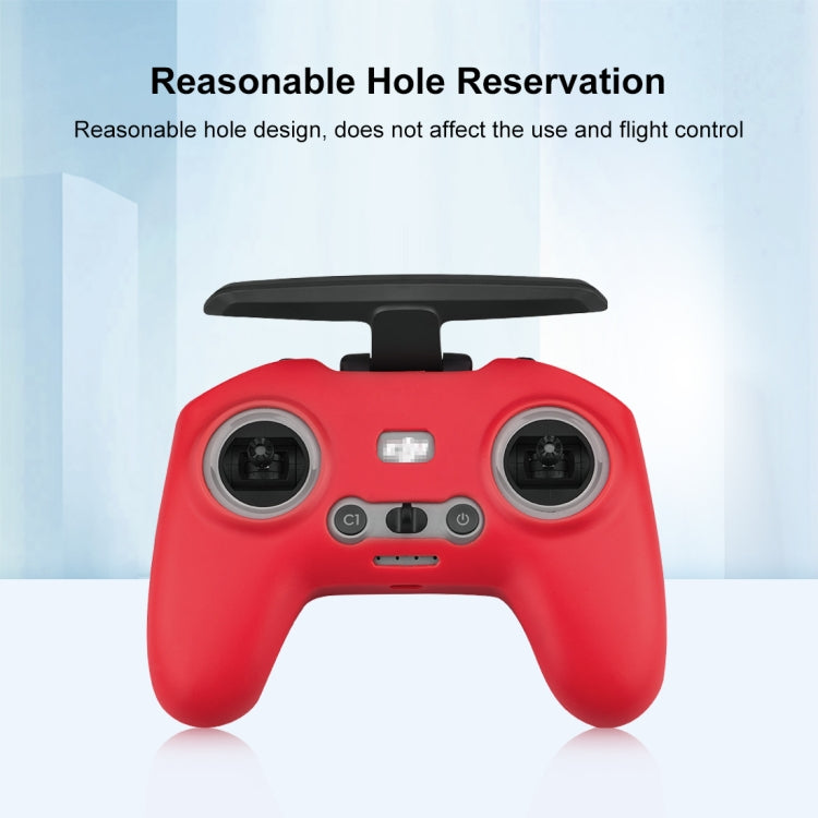 For DJI FPV Combo Remote Control PULUZ Silicone Protective Case with Neck Strap(Red) - Cases & Bags by PULUZ | Online Shopping UK | buy2fix