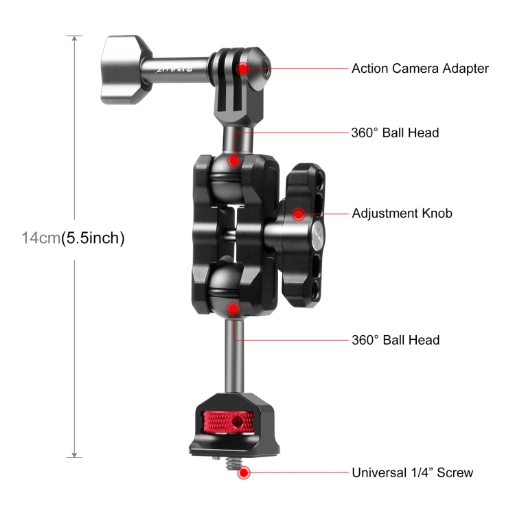 PULUZ Magic Arm Multi-way Ball Aluminum Alloy Mount (Black) - Stand Bracket by PULUZ | Online Shopping UK | buy2fix