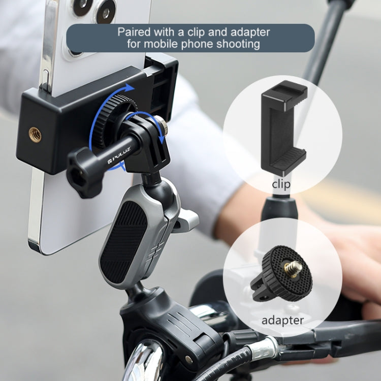 PULUZ Handlebar Arm Mount with Phone Clamp & Mount Adapter & Long Screw - Helmet Mount by PULUZ | Online Shopping UK | buy2fix