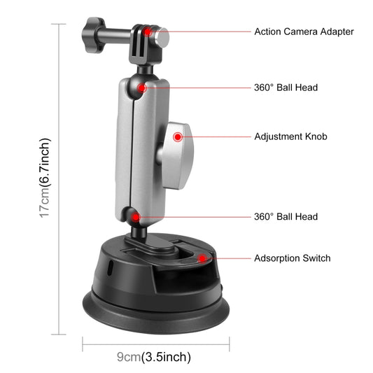 PULUZ Car Suction Cup Arm Mount with Mount Adapter & Long Screw by PULUZ