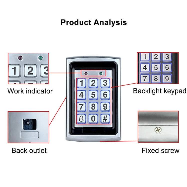 Standalone Keypad Access Control System (7612)(Silver) - Access Controller by buy2fix | Online Shopping UK | buy2fix
