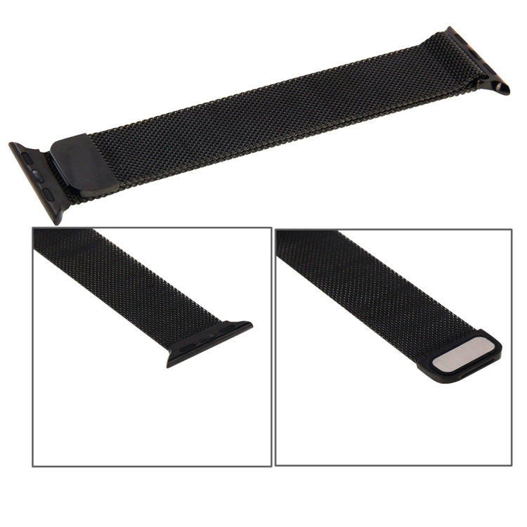 For Apple Watch 42mm Milanese Loop Magnetic Stainless Steel Watch Band(Black) - Watch Bands by buy2fix | Online Shopping UK | buy2fix