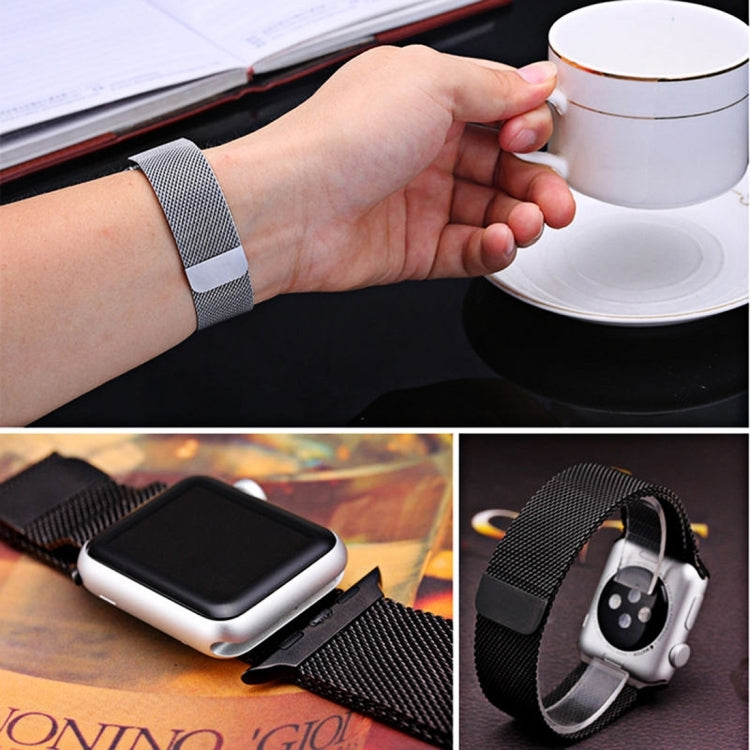 For Apple Watch 42mm Milanese Loop Magnetic Stainless Steel Watch Band(Black) - Watch Bands by buy2fix | Online Shopping UK | buy2fix