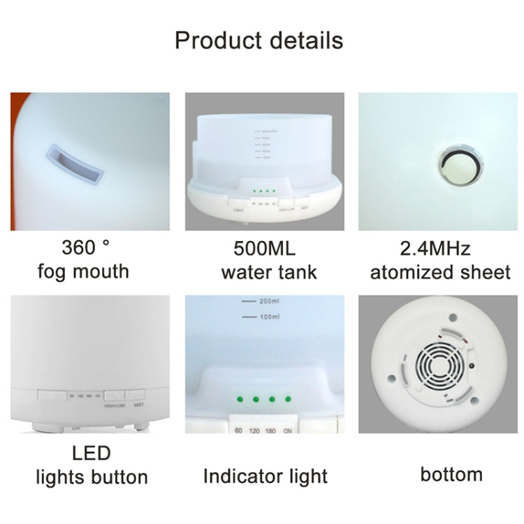 Ultrasonic Aroma Diffuser with Colorful LED Lights (US Plug)(White) - Air Purifiers & Accessories by buy2fix | Online Shopping UK | buy2fix