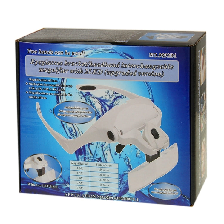 5 Lens 1.0X-3.5X Loupe Glasses Bracket Headband Magnifier with 2 LED Lights Eye Magnification Goggles Magnifying Tool(White) by buy2fix