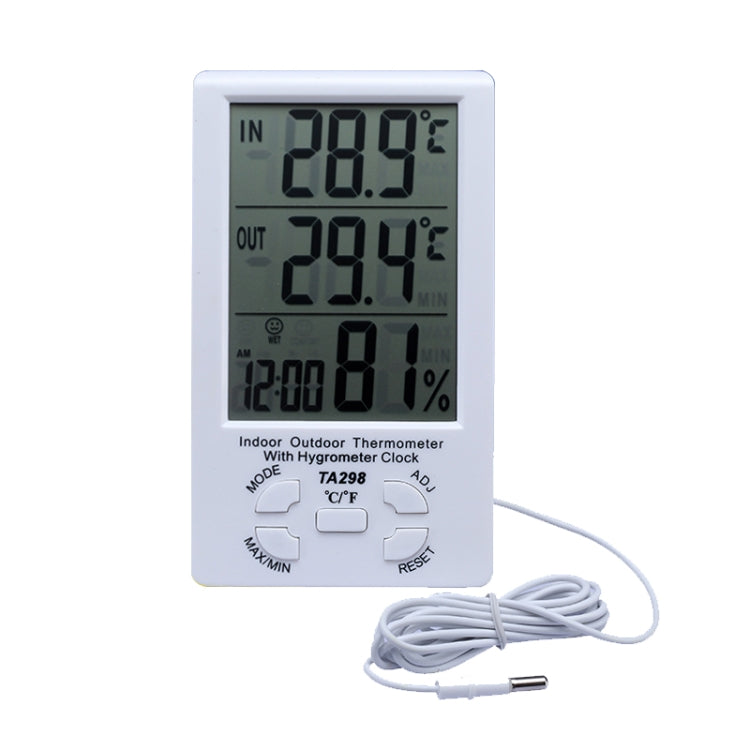 TA298 Digital LCD Humidity / Hygrometer and Thermometer with Extra Sensor Cable - Indoor Thermometer by buy2fix | Online Shopping UK | buy2fix
