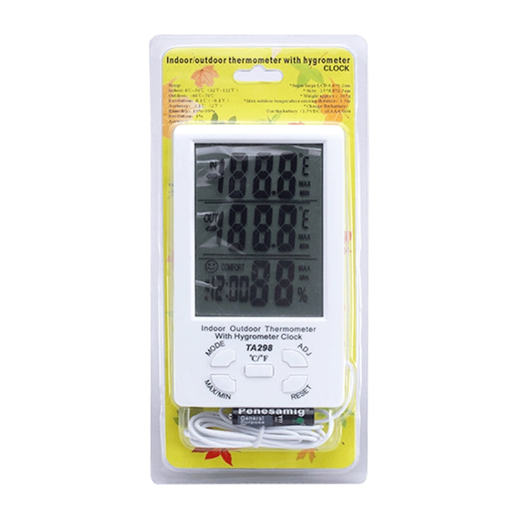 TA298 Digital LCD Humidity / Hygrometer and Thermometer with Extra Sensor Cable - Indoor Thermometer by buy2fix | Online Shopping UK | buy2fix