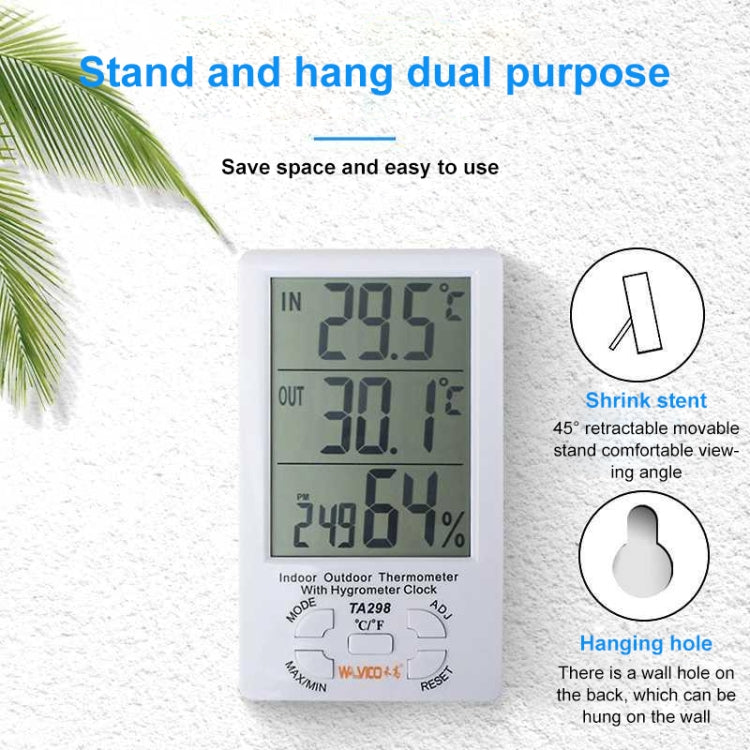 TA298 Digital LCD Humidity / Hygrometer and Thermometer with Extra Sensor Cable - Indoor Thermometer by buy2fix | Online Shopping UK | buy2fix
