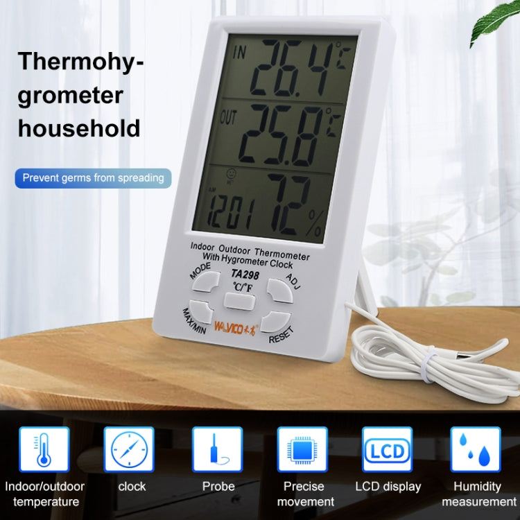 TA298 Digital LCD Humidity / Hygrometer and Thermometer with Extra Sensor Cable - Indoor Thermometer by buy2fix | Online Shopping UK | buy2fix