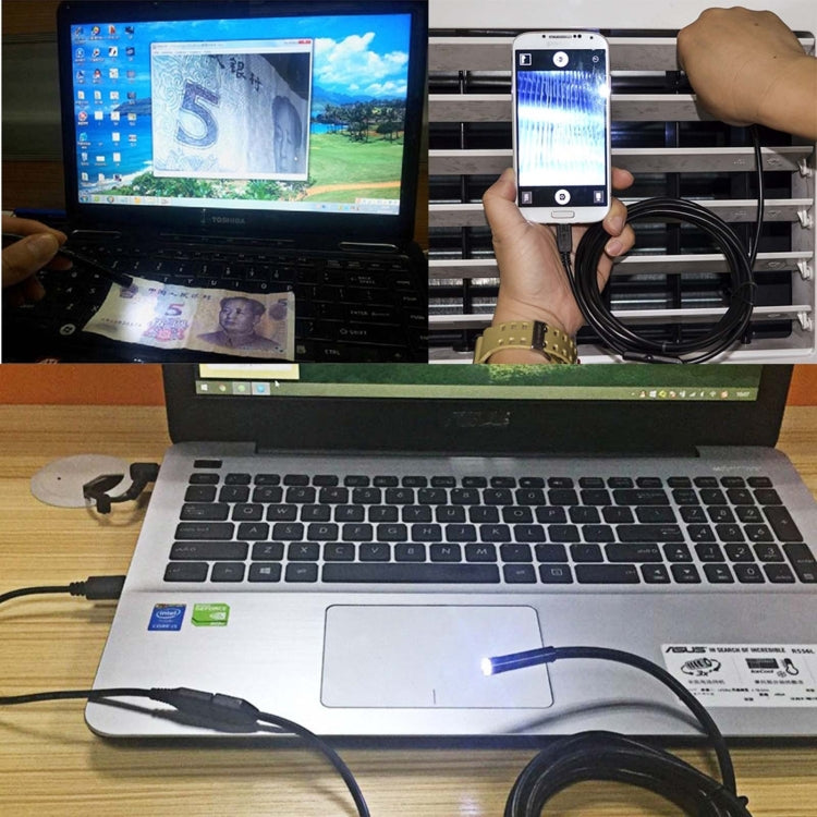 Micro USB Endoscope Snake Tube Inspection Camera with 6 LED for OTG Android Phone, Lens Diameter: 7mm, Length: 5m Hard Cable by buy2fix