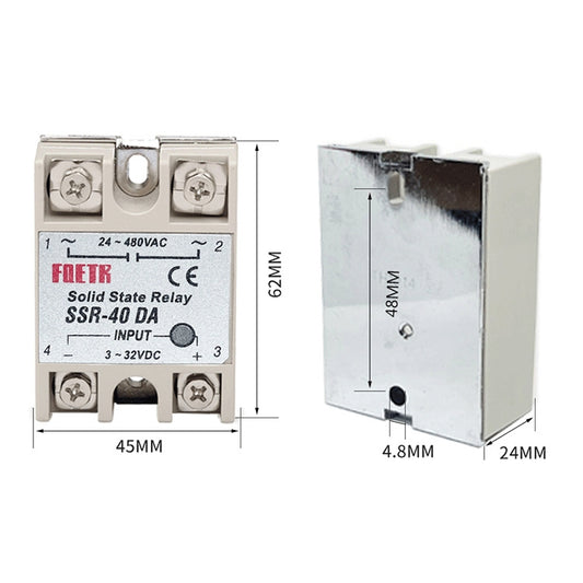 SSR-40DA AC 24-480V Solid State Relay for PID Temperature Controller, Input: DC 3-32V - Relays by buy2fix | Online Shopping UK | buy2fix