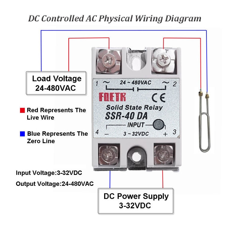 SSR-40DA AC 24-480V Solid State Relay for PID Temperature Controller, Input: DC 3-32V - Relays by buy2fix | Online Shopping UK | buy2fix