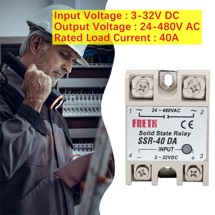 SSR-40DA AC 24-480V Solid State Relay for PID Temperature Controller, Input: DC 3-32V - Relays by buy2fix | Online Shopping UK | buy2fix