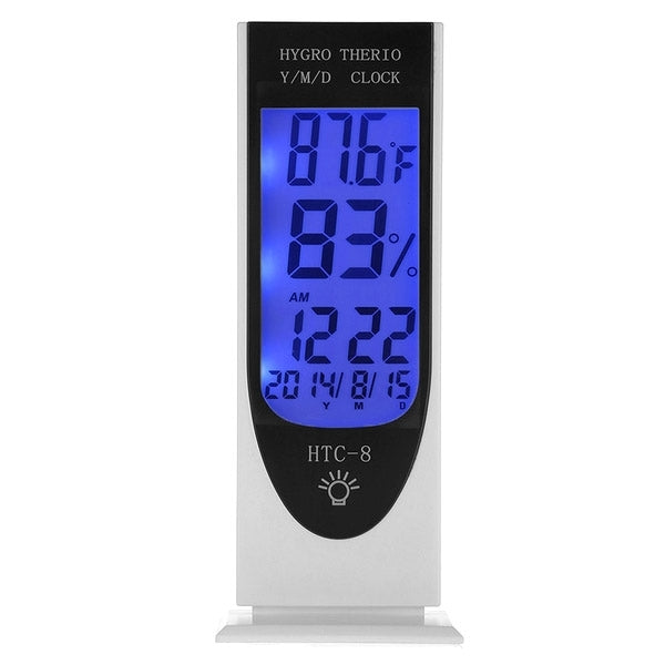 HTC-8 Luminous LCD Digital LED Night Light Thermometer Backlight Hygrometer Humidity Meter, with Alarm / Date / Clock / Calendar - Thermostat & Thermometer by buy2fix | Online Shopping UK | buy2fix