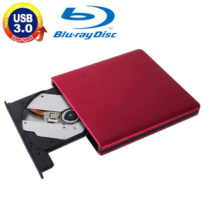 USB 3.0 Aluminum Alloy Portable DVD / CD Rewritable Blu-ray Drive for 12.7mm SATA ODD / HDD, Plug and Play(Red) - Rewritable Drive by buy2fix | Online Shopping UK | buy2fix
