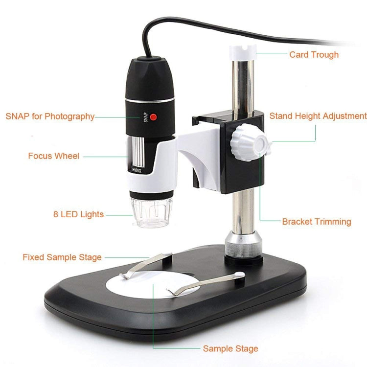 DMS-MDS800 40X-800X Magnifier 2.0MP Image Sensor USB Digital Microscope with 8 LEDs & Professional Stand - Digital Microscope by buy2fix | Online Shopping UK | buy2fix
