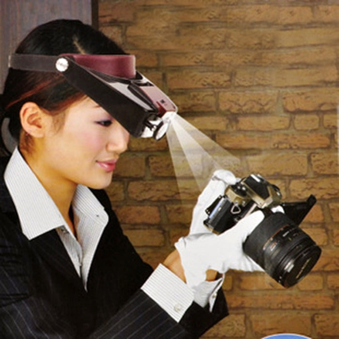 Headband Style 1.5X / 3X / 8.5X / 10X Magnifier with 2 LED Lights(Grey) by buy2fix