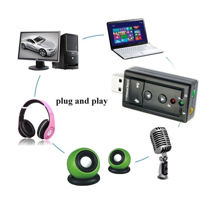 External USB 2.0 7.1 Channel 3D Virtual Audio Sound Card Adapter(Black) by buy2fix