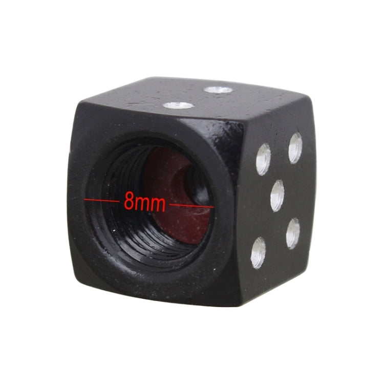 Universal 8mm Dice Style Aluminium Alloy Car Tire Valve Caps, Pack of 4(Black) by buy2fix
