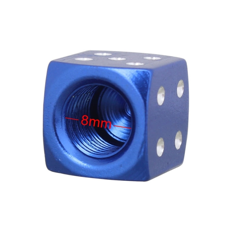 Universal 8mm Dice Style Aluminium Alloy Car Tire Valve Caps, Pack of 4(Blue) by buy2fix