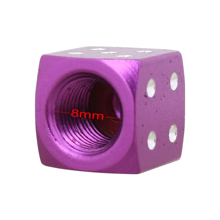 Universal 8mm Dice Style Aluminium Alloy Car Tire Valve Caps, Pack of 4(Purple) by buy2fix