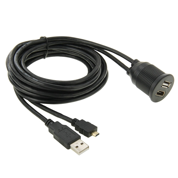 USB 2.0 & Micro HDMI (Type-D) Male to USB 2.0 & HDMI (Type-A) Female Adapter Cable with Car Flush Mount, Length: 2m - DIY Cables by buy2fix | Online Shopping UK | buy2fix