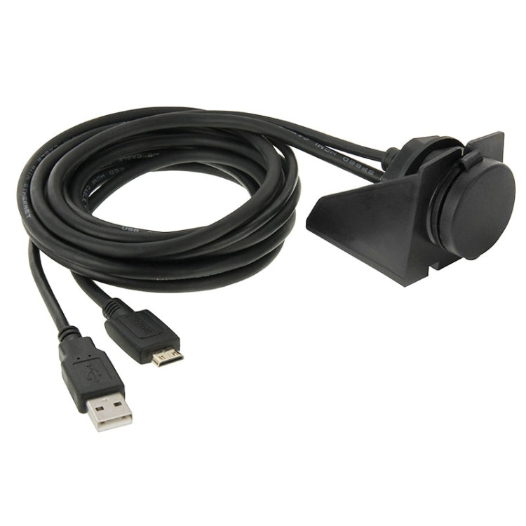 USB 2.0 & Mini HDMI (Type-C) Male to USB 2.0 & HDMI (Type-A) Female Adapter Cable with Car Flush Mount, Length: 2m - DIY Cables by buy2fix | Online Shopping UK | buy2fix