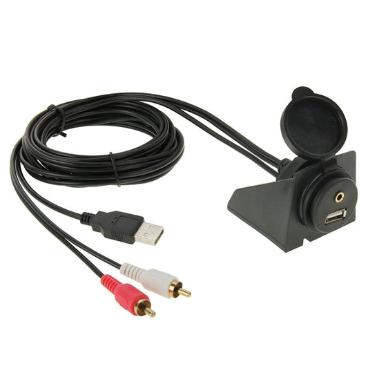 USB 2.0 & 2 RCA Male to USB 2.0 & 3.5mm Female Adapter Cable with Car Flush Mount, Length: 2m by buy2fix