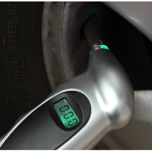 1/4 inch LCD Display Screen Digital Tire Gauge with LED Light, Pressure Range: 0-100PSI(Silver) - Tire Pressure Gauges by buy2fix | Online Shopping UK | buy2fix