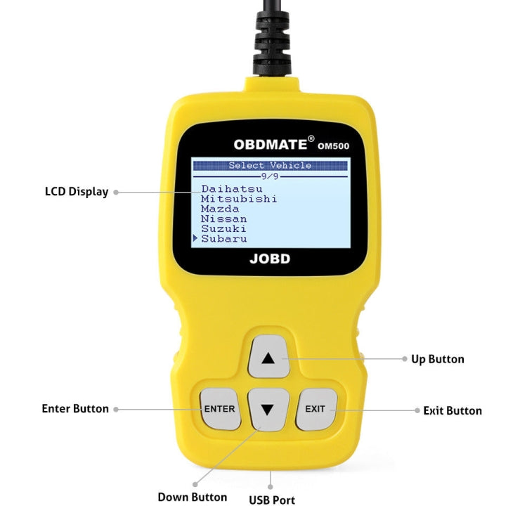 OBDMATE OM500 OBDII / EOBD / JOBD Code Reader(Yellow) - Code Readers & Scan Tools by buy2fix | Online Shopping UK | buy2fix