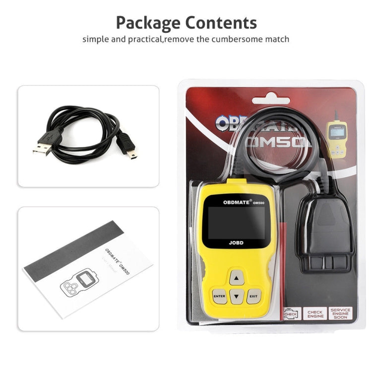 OBDMATE OM500 OBDII / EOBD / JOBD Code Reader(Yellow) - Code Readers & Scan Tools by buy2fix | Online Shopping UK | buy2fix