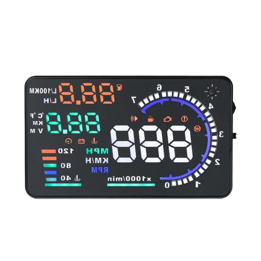 A8 5.5 inch Car OBDII HUD Warning System Vehicle-mounted Head Up Display Projector with LED, Support Fuel Consumption & Over Speed Alarm & Water Temperature & Fault Diagnosis by buy2fix