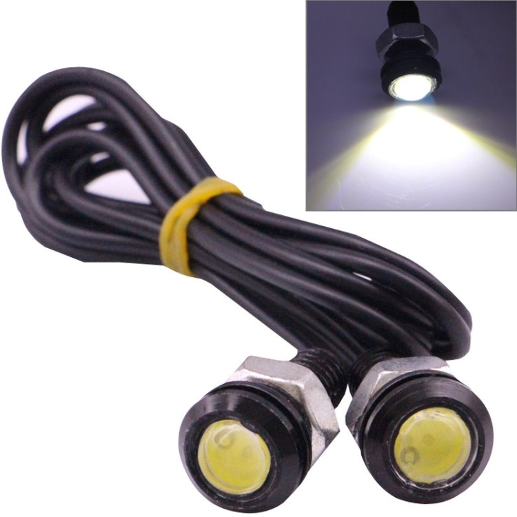 2 PCS 2x 2W Waterproof Eagle Eye Light White LED Light for Vehicles, Cable Length: 60cm(Black) - Eagle Eye Lamps by buy2fix | Online Shopping UK | buy2fix