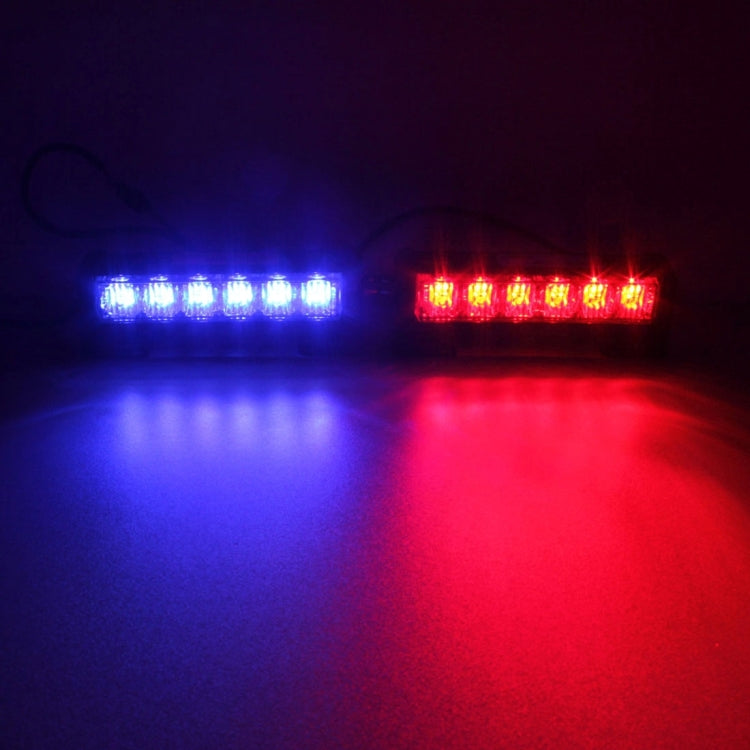 2 PCS 6 inch 6 LED 2 x 18W Car Flash Warning Light Red + Blue Change White Waterproof Emergency Light, DC 12V - In Car by buy2fix | Online Shopping UK | buy2fix