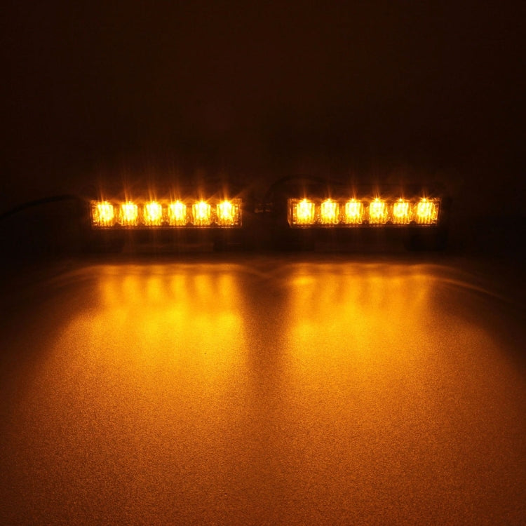 2 PCS 6 inch 6 LED 2 x 18W Car Flash Warning Light Yellow Change White Waterproof Emergency Light, DC 12V - In Car by buy2fix | Online Shopping UK | buy2fix